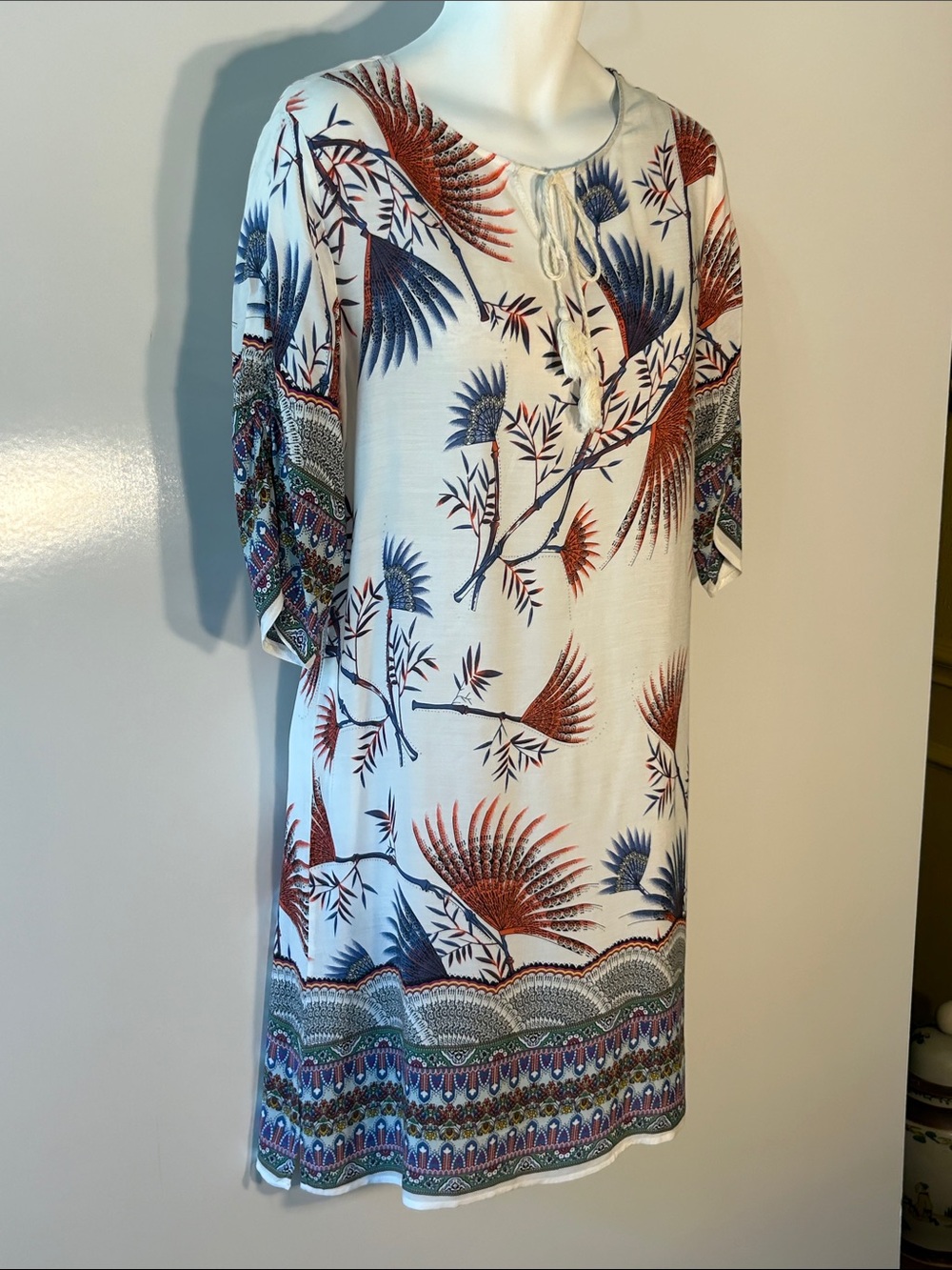 Aranee SZ XL Tropical Print Shift Dress or Tunic Boho Resort Comfy Coastal Ranch